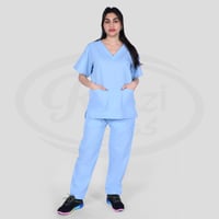 طقم سكراب طبي كنزي للجنسين لون سماوي فاتح