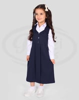 طقم مريول مع قميص روضة كحلي بتصميم أزرار أمامية ور...