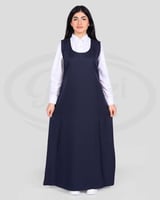 مريول مدرسي ثانوي كحلي للبنات مع قميص أبيض بقصة دا...