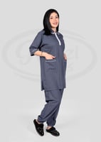 طقم زي موحد قطعتين مريح خامة قطنية