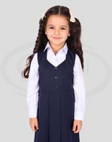 طقم مريول مع قميص روضة كحلي بتصميم أزرار أمامية ور...