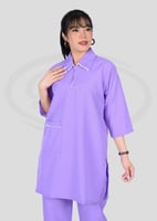 طقم عاملات منزلي خريفي بياقة مزخرفة