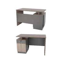 رمادي مع بني خشبي