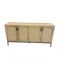 بوفيه خشبي أربعة ادرف من الخشب و الراتان