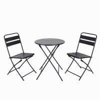 طقم طاولة دائرية مع كرسيين قابل للطي