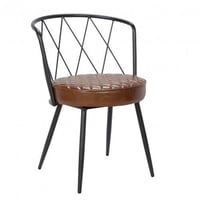 كرسي جلد جملي بمقعد جلد