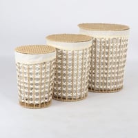 طقم سلال غسيل دائرية بنسيج الجوت الطبيعي