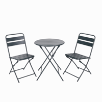 طقم طاولة دائرية مع كرسيين قابل للطي
