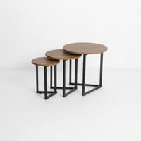 طقم 3 طاولات خشبي دائرية
