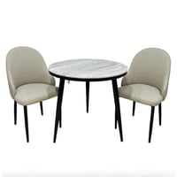 طاولة طعام رخامية دائرية مع 2 كراسي