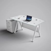 مكتب زجاج ميرور لون ابيض