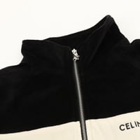 Embroidered logo-blocked velvet jacket