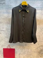 قميص رجالي فالانتينو أكمام طويلة لون أسود مع تفاصي...