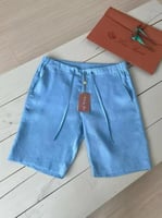 شورت يومي خصر مطاط قماش لينن من لوروبيانا لون أزرق...