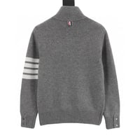 Four-bar and a half zippered sweater