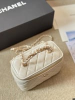 Chanel 22S White Lambskin Quilted Mini Box Chain V...