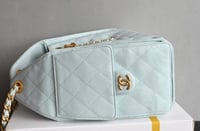 chanel 25 small handbag in light blue leather with...