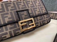 Fendi Baguette Fabric Brown bag with the FF jacqua...