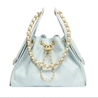 chanel 25 small handbag in light blue leather with...