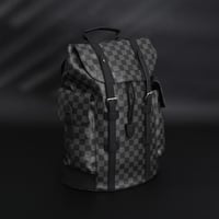 1V CHRISTOPHER graphite checkerboard cowhide backp...