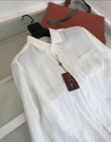 قميص بأزرار لورو بيانا رجالي لينن بلون ابيض