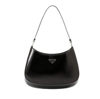 Prada Cleo brushed leather shoulder bag in black,