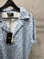 قميص رجالي فيندي بنقشة FF بلون أزرق