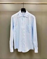 قميص لورو بيانا رجالي قماش لينن لون سماوي