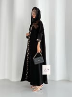 عباية نبضه بقماش كريب كتان تطريزات ملونه