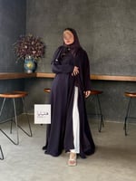 عباية كولينا دبل كلوش بقماش كريب رموش شامل طرحه كس...