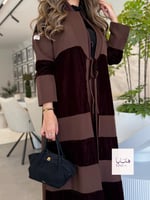 عباية شيهانه بقماش كريب باربي مع مخمل بربطه بني