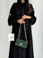 عباية ملاذ دبل كلوش بقماش انترنت تطريز اسود