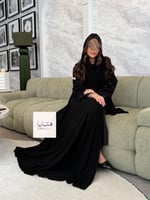 عباية الجوري دبل كلوش بقماش كريب ملكي تطريز وشك كح...