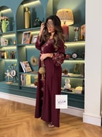 جلابية هديل قماش اوكراني ناعم تطريز مشجر بالامام و...