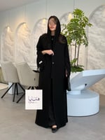 عباية جادي بلايزر بقماش كريب ايطالي اسود مع دانتيل...