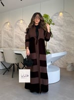 عباية شيهانه بقماش كريب باربي مع مخمل بربطه بني