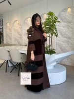 عباية شيهانه بقماش كريب باربي مع مخمل بربطه بني