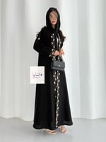 عباية نبضه بقماش كريب كتان تطريزات ملونه