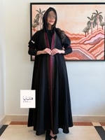 عباية سمو دبل كلوش بقماش كريب كم استريتش