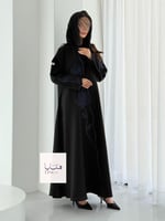 عباية الفارقه بقماش كريب كتان تطريز كحلي