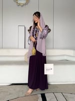 جلابية ميثاء قماش ناعم باكمام حرير تطريز بالصدر لو...