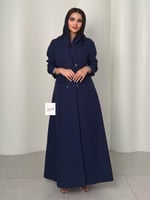 عباية كبرياء بليزر كريب مبطن بقصة اي لاين كحلي