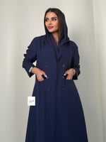 عباية كبرياء بليزر كريب مبطن بقصة اي لاين كحلي