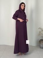 عباية كبرياء بليزر كريب مبطن بقصة اي لاين بنفسجي