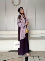 جلابية ميثاء قماش ناعم باكمام حرير تطريز بالصدر لو...