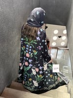 عباية بلسم حرير صيفي بارد اسود مع الوان