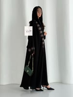 عباية ملاذ دبل كلوش بقماش انترنت تطريز موف