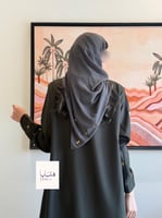 عباية سناء بقماش كريب كتان اخضر غامق