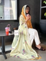 عباية هفيف قماش حرير صيفي بارد ليموني