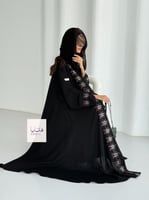 عباية ملاذ دبل كلوش بقماش انترنت تطريز موف